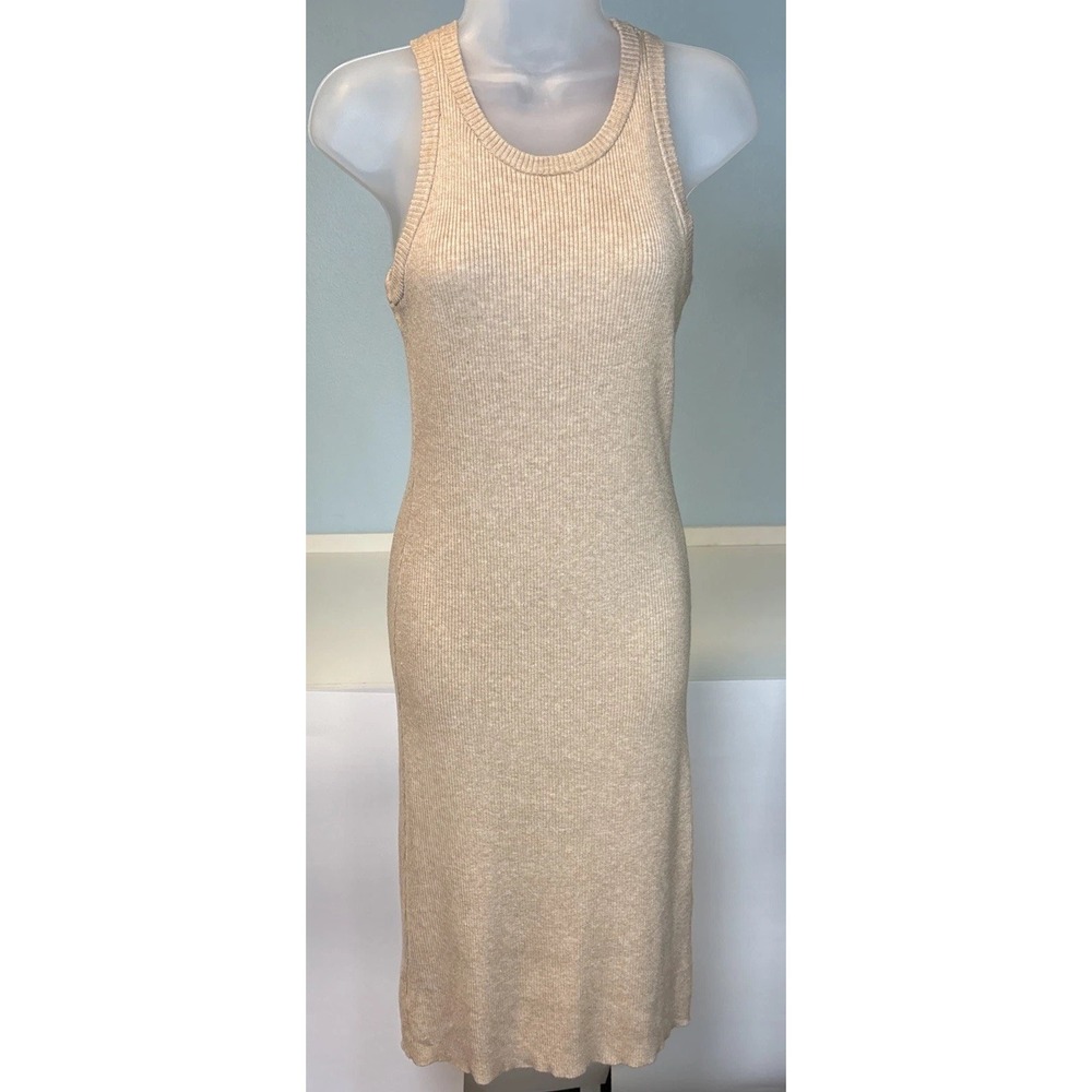 Rachel Zoe Small Light Brown‎ Ribbed Soft Stretch Maxi Dress Knit Sleeveless Bod